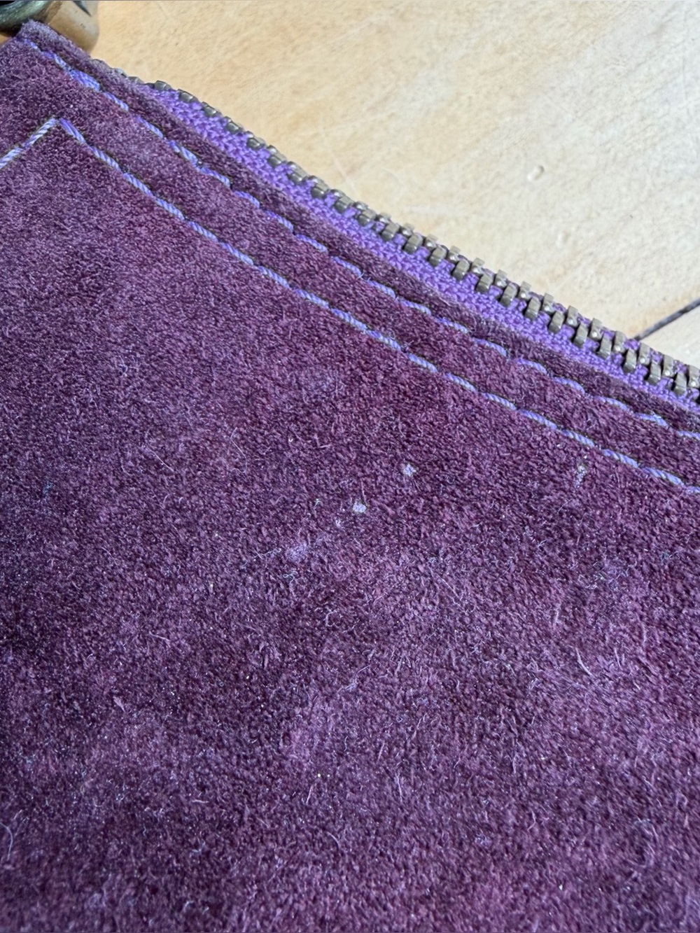 COACH Hamptons Suede Soft Demi #7470 Aubergine Vintage Y2K Baguette Shoulder Bag - Picture 14 of 16